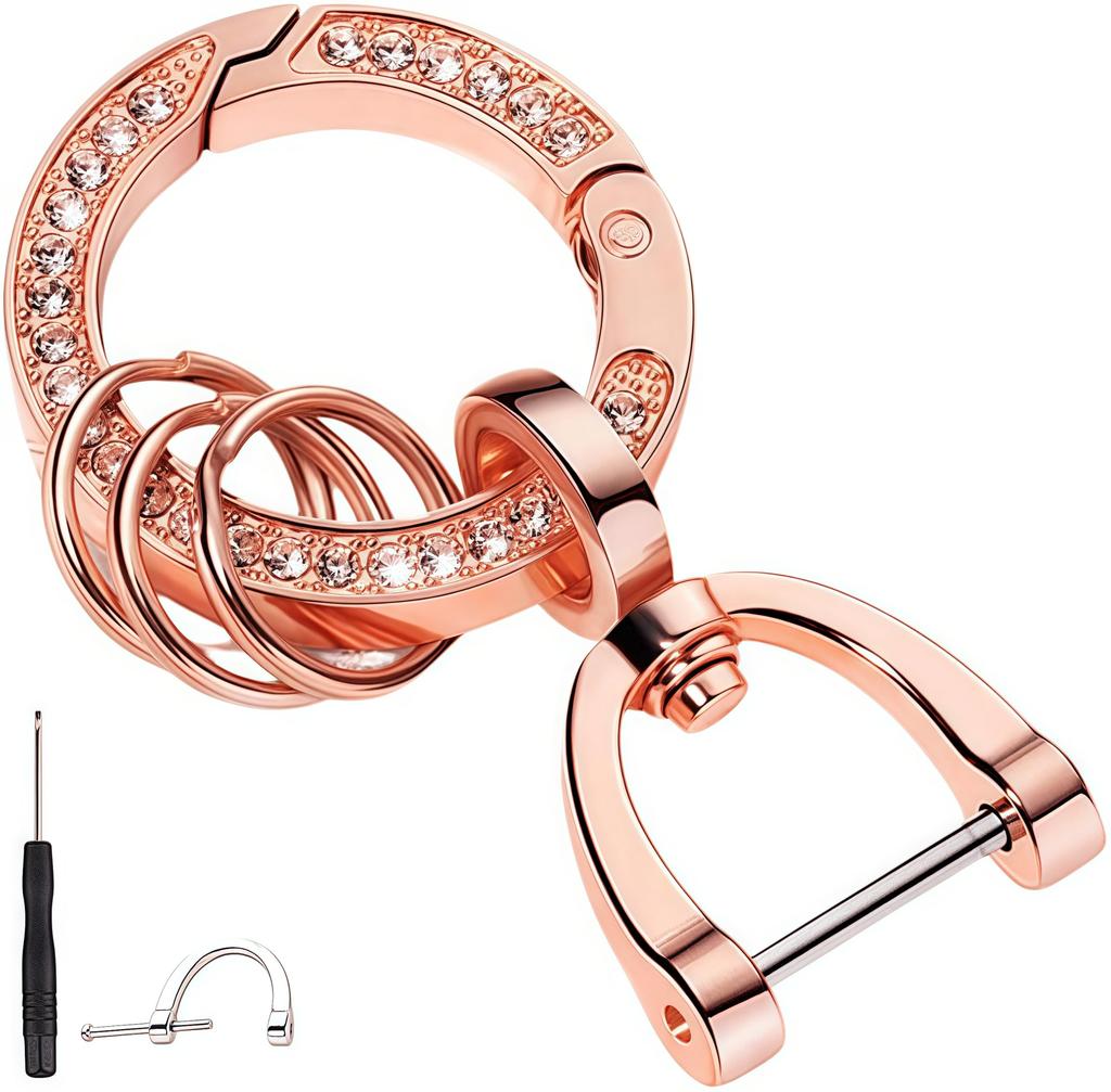 YOGOTI Women's Keychain, Key Ring, Key Chain, Ring, Round, Zinc Alloy, D-Shaped Ring, 360