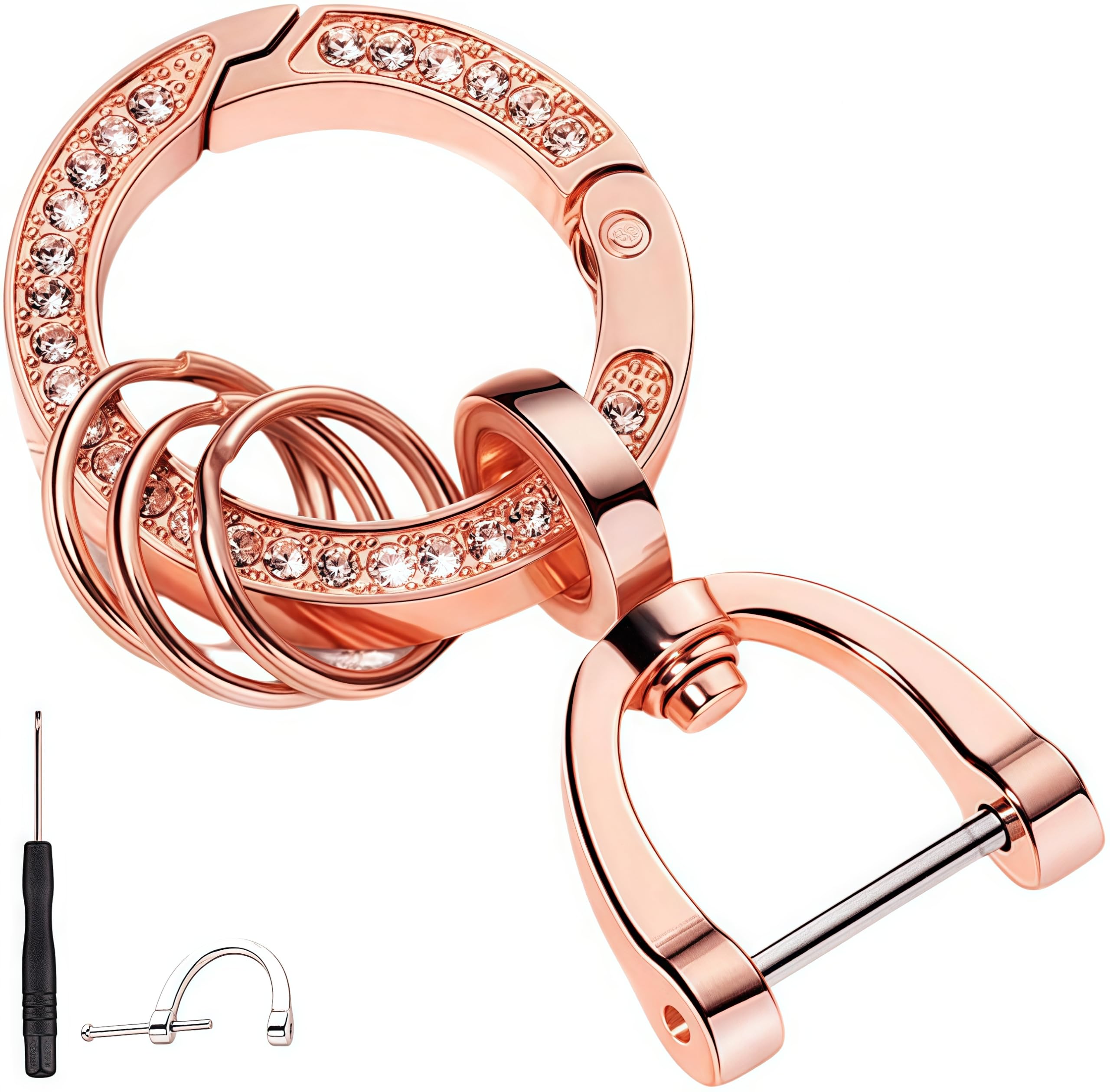 

YOGOTI Women s Keychain, Key Ring, Key Chain, Ring, Round, Zinc Alloy, D-Shaped Ring, 360 L золотой