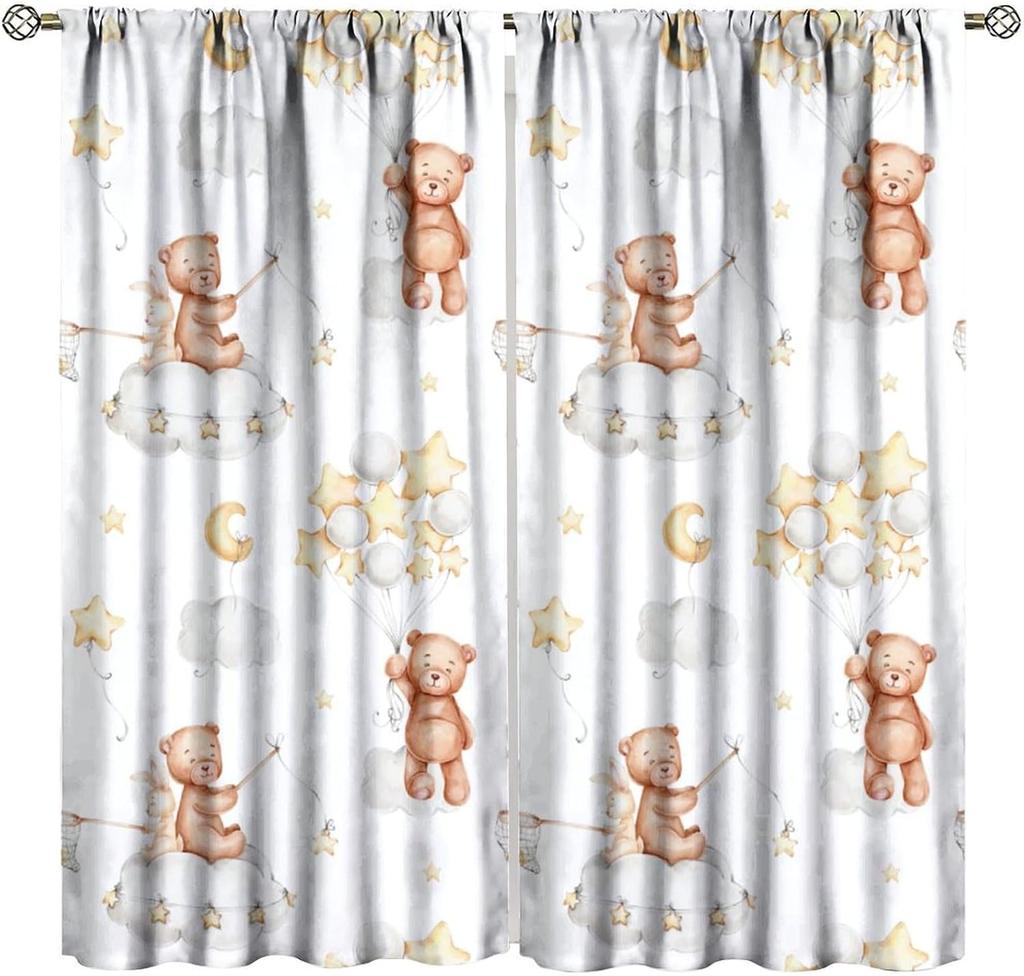 Kids Safari Animals Curtains Tropical Jungle Adventure African Lion Elephant Monkey Print Window Drapes Baby Curtain Polyester