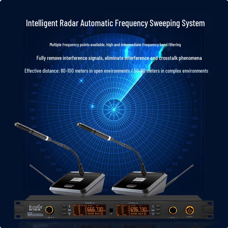Hust DC-120-2F Wireless Dual Conference Desktop Microphone System (CN version)
