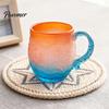 Non-slip Handle Cup Sea Glass Sunset Mug Thickened with Wave Texture Gradient Color Drinking Water Non-Slip Glassware for Coffee Juice Iced