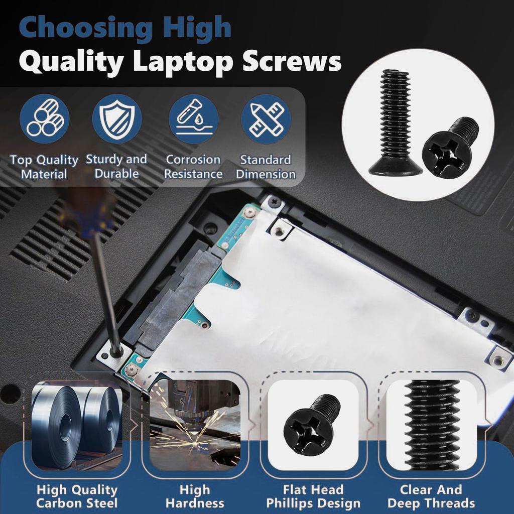 KM Boxed Screws Cross Countersunk Head Laptop Screws 500Pcs Black Small Screws M2M2.5M3