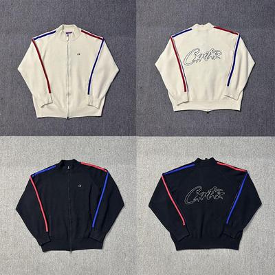 Corteiz Alcatraz Vlněný kardigan na zip: Módní americká retro streetwear bunda