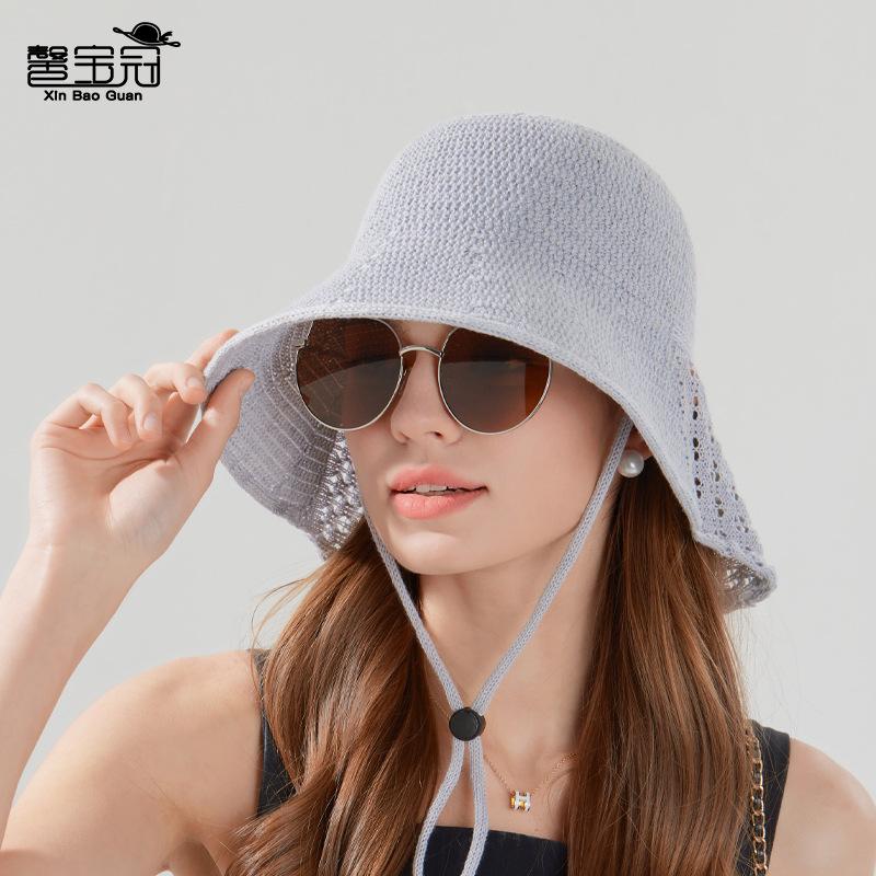 Summer Outdoor Travel Sunshade Sunscreen Hat Children Fashion Versatile Breathable Bucket Hat Knitted Small Shawl Bucket Hat
