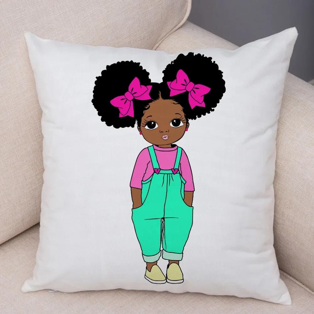 Cute Cartoon Girl Pillowcase Sofa Cushion Cover Home Children's Room Decoration