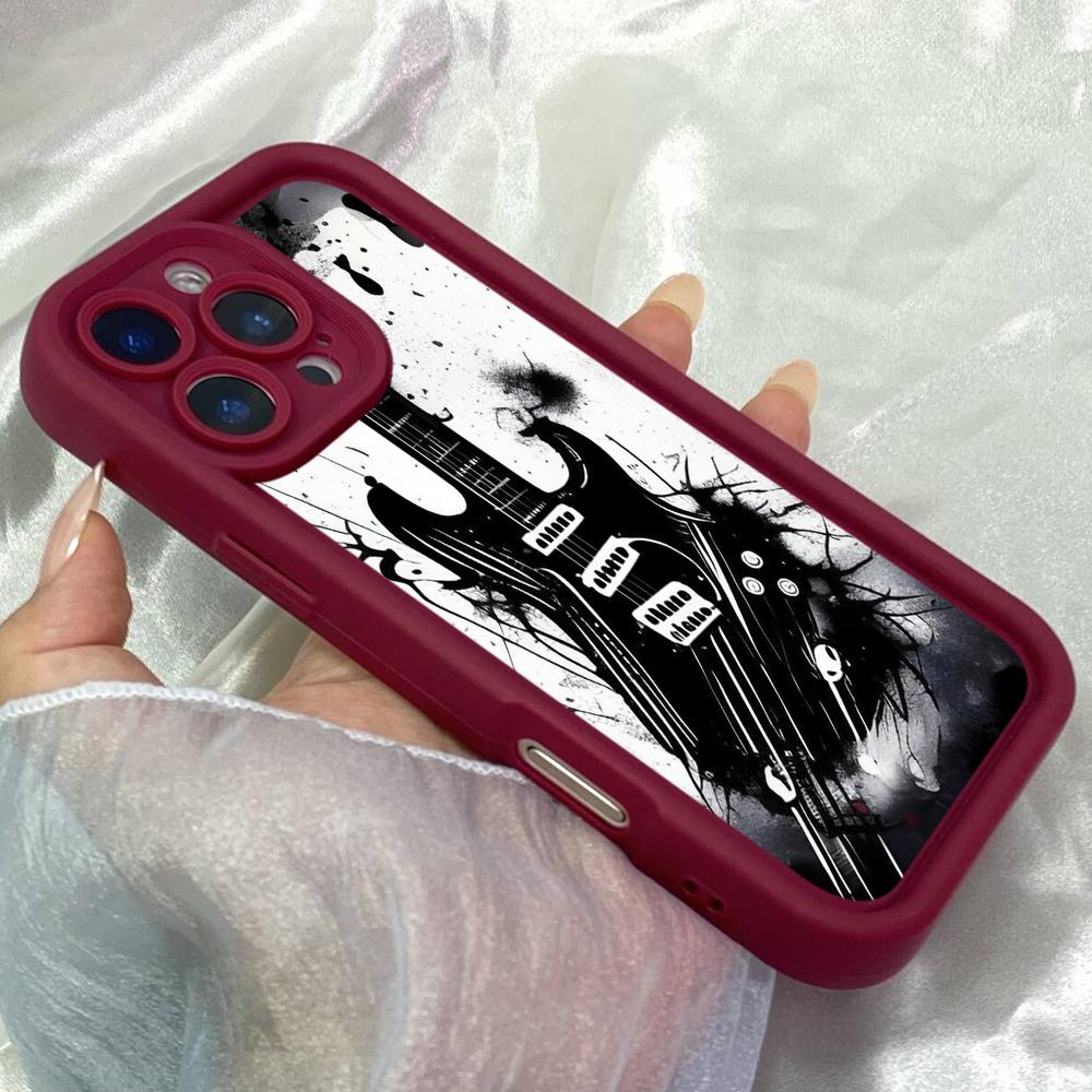 JT229 Electric Guitar Black and White Art for iPhone 17 16 15 14 13 Pro Max Samsung S26 S25 Ultra A17 A16 A07 A56 A36 Xiaomi 15T Redmi 15c Soft Case