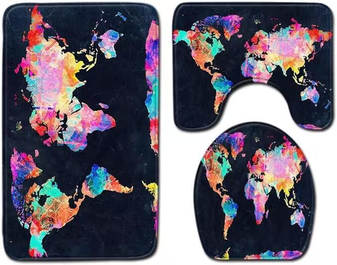 

Toilet Three-Piece Floor Mat, Bathroom Three-Piece Carpet Doormat 45 * 75 bathroom three-piece set