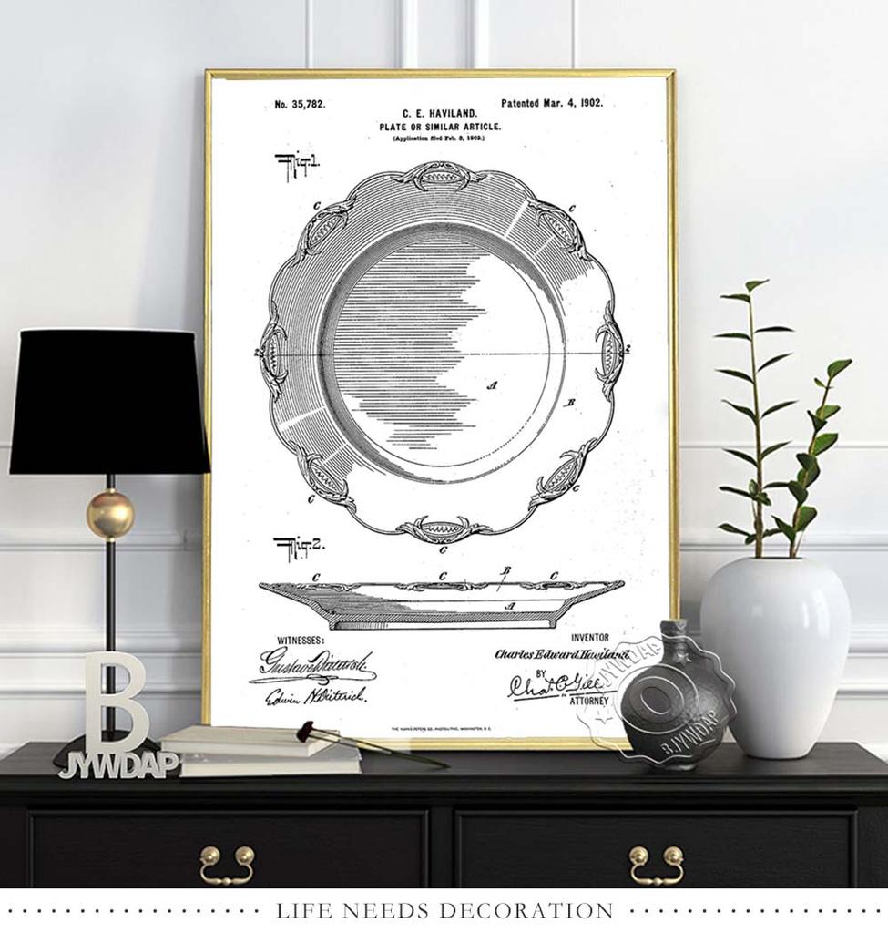 Knifes Forks Goblet Spoon Dinner Plate Print Poster Kitchen Dining Room Teaspoons Wall Picture Home Decor Canvas Painting No Frame