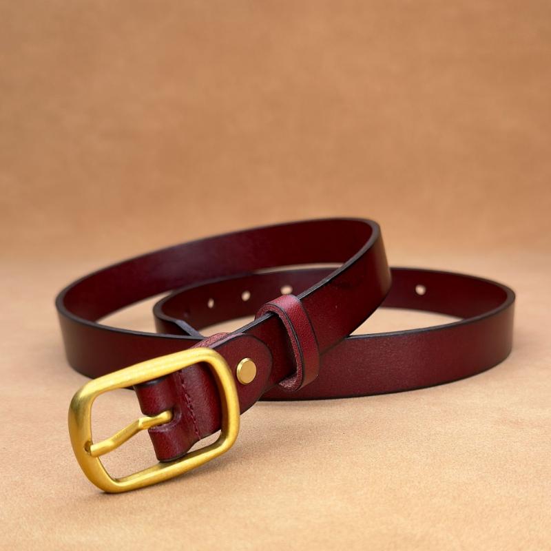 Women's Antique Cowhide Belt Copper Buckle Women's Casual Versatile Premium Retro Leather Belt