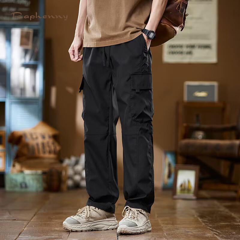 Raphenny Men's Casual Loose Straight-Leg Workwear Cargo Pants