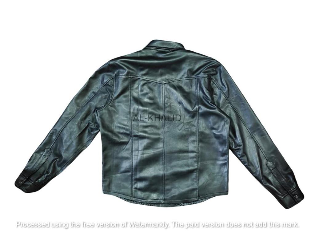 Men Classic Lambskin Shirt Soft Leather Formal Stylish Casual Handmade Black