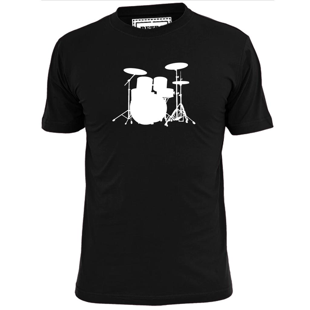 Mens Drum Kit Silhouette T shirt Music Rock Drummer