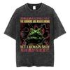 New Arrival Washed The Horrors Are Never Ending Yet I Remain Silly Funny Japanese Style Frog Men Clothing Top Tees Mens TShirt
