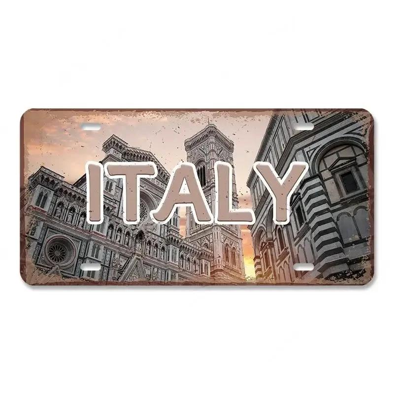 Vintage Metal Tin Signs Decors Country Capital City License Plate Retro America France Brazil Turkey Metal Posters Cafe Club Bar