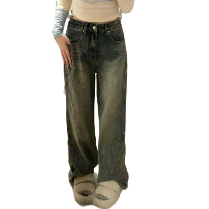

Модные Удобные Джинсы Винтаж для Фигуры Типа Груша Женские Большого Размера С Высокой Посадкой Стройнящие Прямые Джинсы Женские Длинные Джинсовые Брюки 4XL