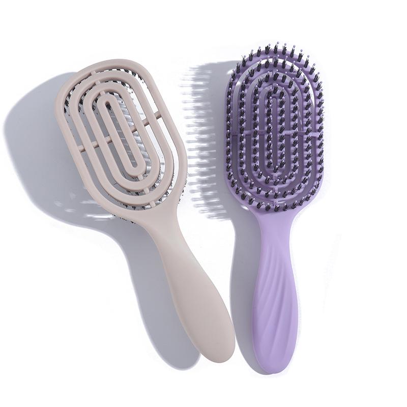 

Полая массажная щетка-лопатка из щетины кабана — Пушистая укладка для влажных и сухих волос 22.7x7x2.5cm 66g фиолетовый