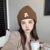 Autumn and Winter Korean Version of the Letter R Standard Wool Hat, the Same for Men and Women, Simple and Versatile Knitted Hat, Cold-proof 