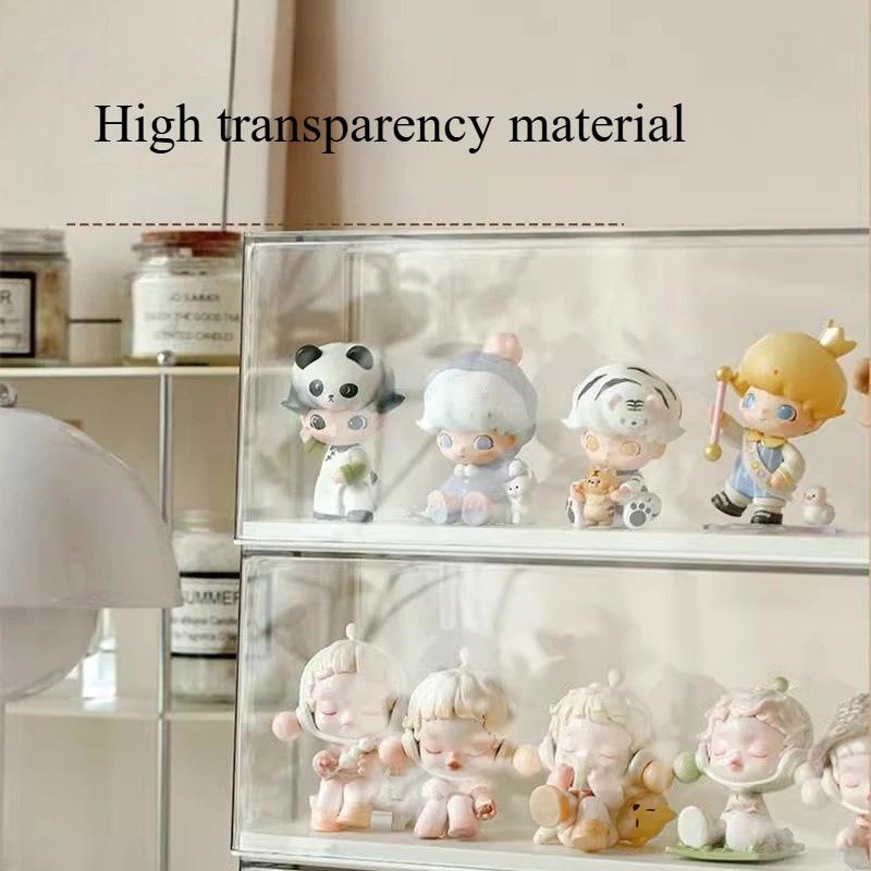 Cute Acrylic Display Case for Mini Collectibles 6 Tier Stackable Shelf Dustproof Cabinet for Blind Box Toys and Anime Figures