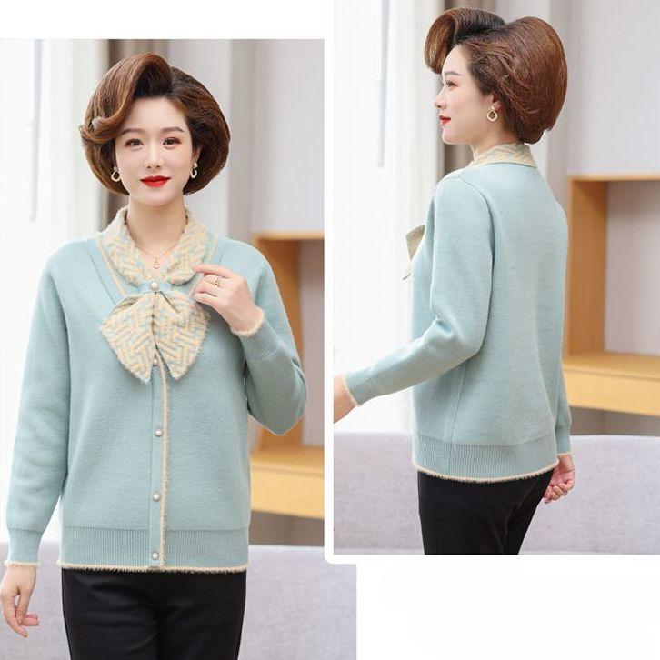 Thick Fleece Lined Winter Sweater Cozy Warm Womens Knit Top Fashion Mid Age Clothing