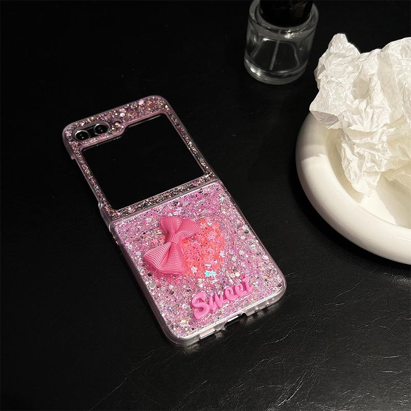 

Glitter Sequin Bow Love Phone Case for Samsung Zflip6 Folding Screen For Samsung ZFlip3