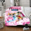 Powerpuff Flannel Blanket Soft Warm All-Season Throw, Design for Camping, Car Travel, Hiking Sofa, Bed, Office Perfect Gift for Parties