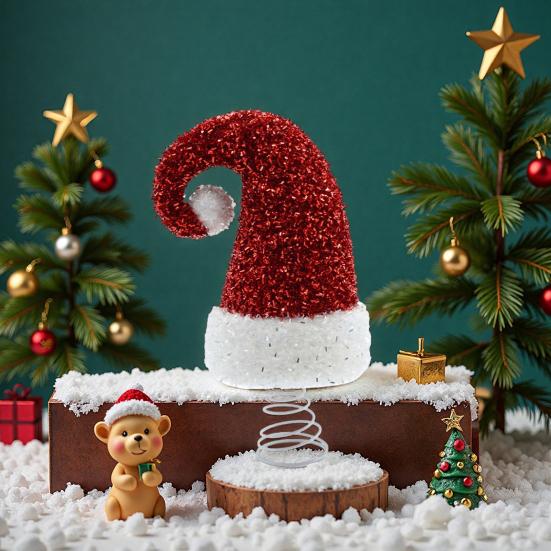 Christmas Hat Tree Top Star Sequin Decoration Festive Atmosphere Xmas Hat Tree Topper Holiday