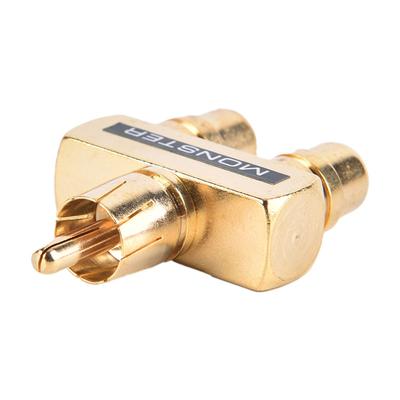 Copper Gold Plated Rca Audio Video Splitter 1 Male To 2 Female Converter Adapter