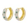 ZHUKOU Enamel Hoop Earrings for women flowers Gold Oil dripping women small hoop earrings Jewelry VE961