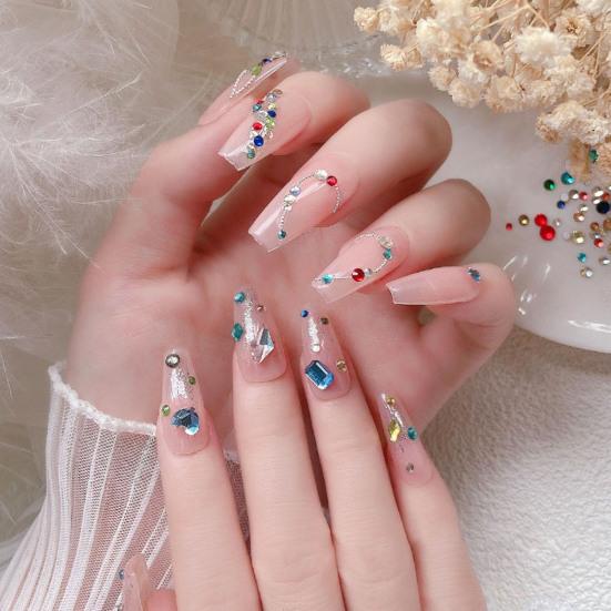 1000Pcs/Set Nail Art Rhinestone Acrylic Assorted Mini Star Love Heart Waterdrop Flower Geometric Shape Charm DIY Nail Decoration Accessories