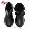 YRZL Mens Winter Black Boots  Warm Plush Mens Boots Non-slip Lightweight Cotton Boots Comfortable Winter Shoes Men