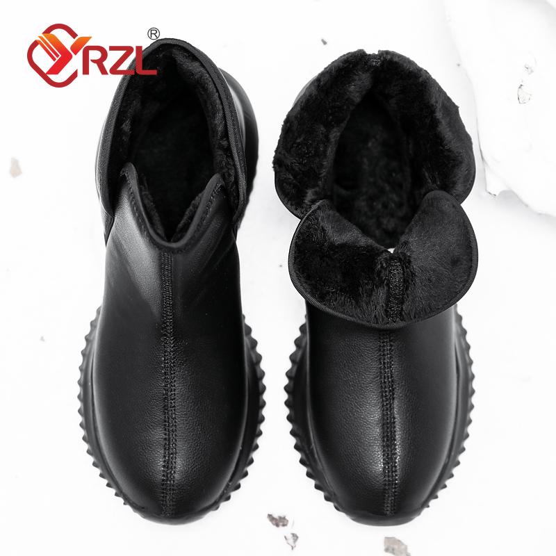 YRZL Mens Winter Black Boots  Warm Plush Mens Boots Non-slip Lightweight Cotton Boots Comfortable Winter Shoes Men