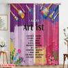 2pcs 2D Flat Printing Curtain I Am Artist Inspired Polyester Without Electricity Birthday Party Use for Home Decor