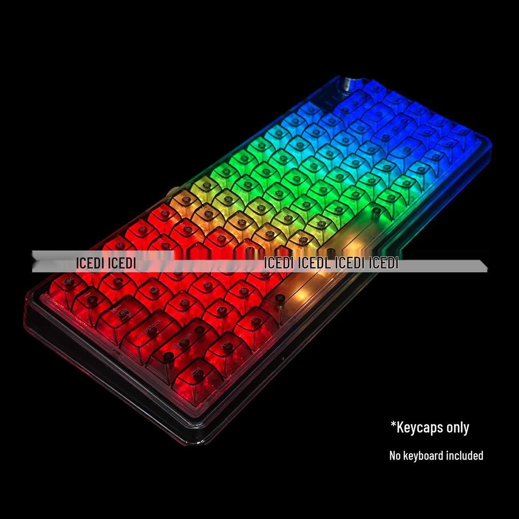 Matte Transparent Crystal Keycaps: 61/87/104-Key Universal, Customized, Highly Translucent.