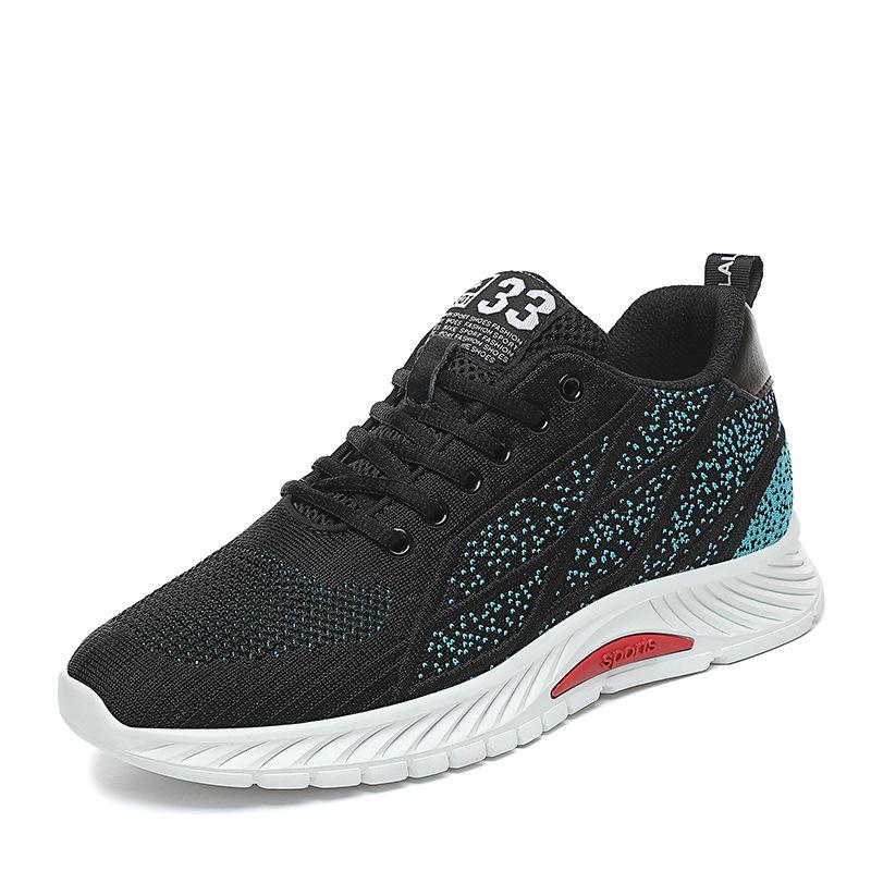 Foreign Trade Fly-woven Sports Shoes Mesh Shoes Outdoor Wear-resistant Running Casual Shoes Invisible Height Increase 6cm Men's Shoes