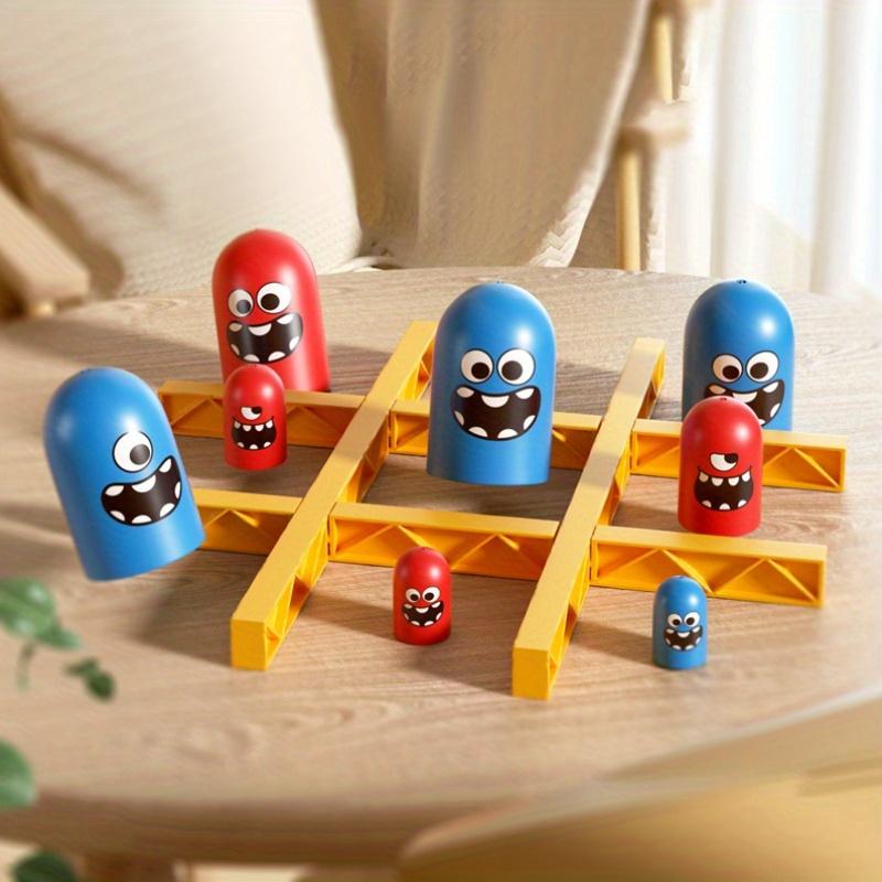 Веселый набор для игры в крестики-нолики, красочная пластиковая доска с фишками с улыбающимися лицами, портативная стратегическая настольная игра для семей, образовательная семейная игра для вечера