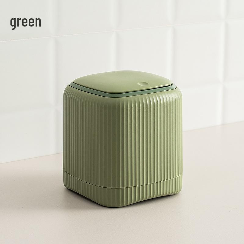 2025 Press-Type Pop-Up Lid Trash Can with Double Buckets ‒ Thickened PP Desktop Garbage Bin