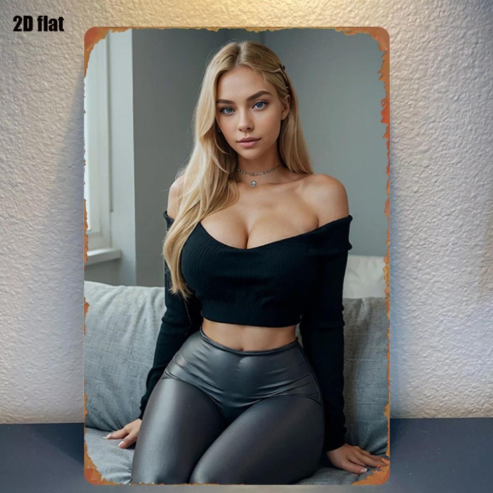 

Iron Wall Art x Inch Fashion Female Portrait Metal Tin Sign Waterproof PreDrilled Vintage Decor for Living Room Bedro 20x30cm