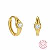 925 Sterling Silver Heart Zircon Huggie Hoop Earrings, Gold/Platinum Plated Cute Love Earring for Women, Fashion Hypoallergenic