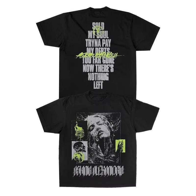 Dark style printed T-shirt for summer and autumn 2025 loose and trendy men s and women s sport top 4XL