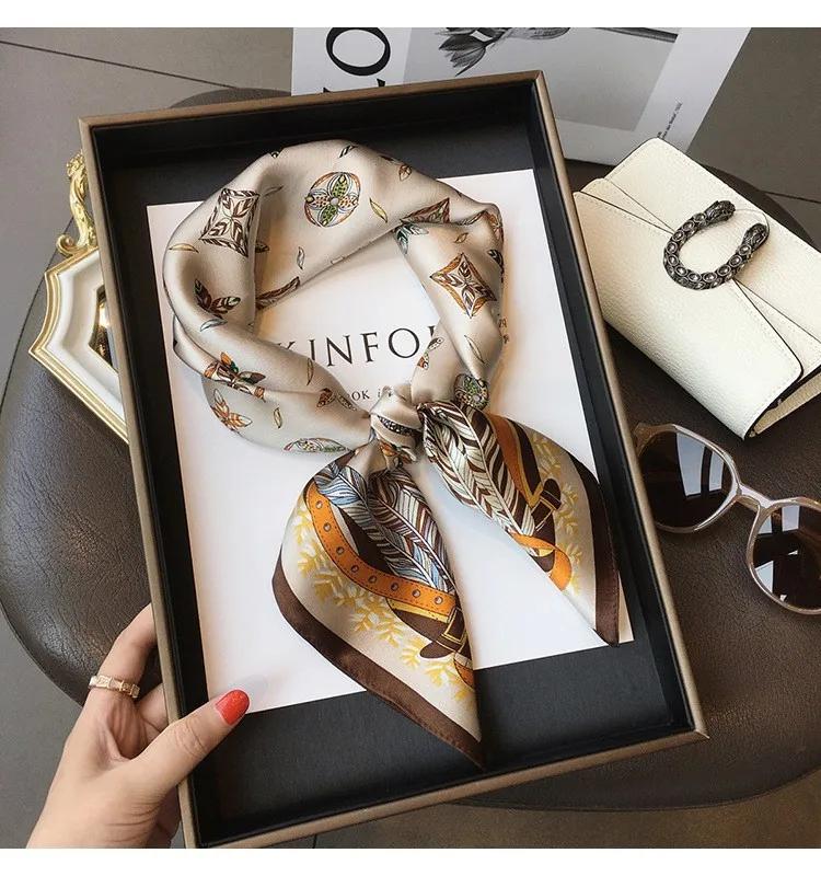 New Silk Scarf 70cm Small Square Scarf Spring Headband Neck Protection Professional Scarf Versatile Fashion Western Style Hijabs