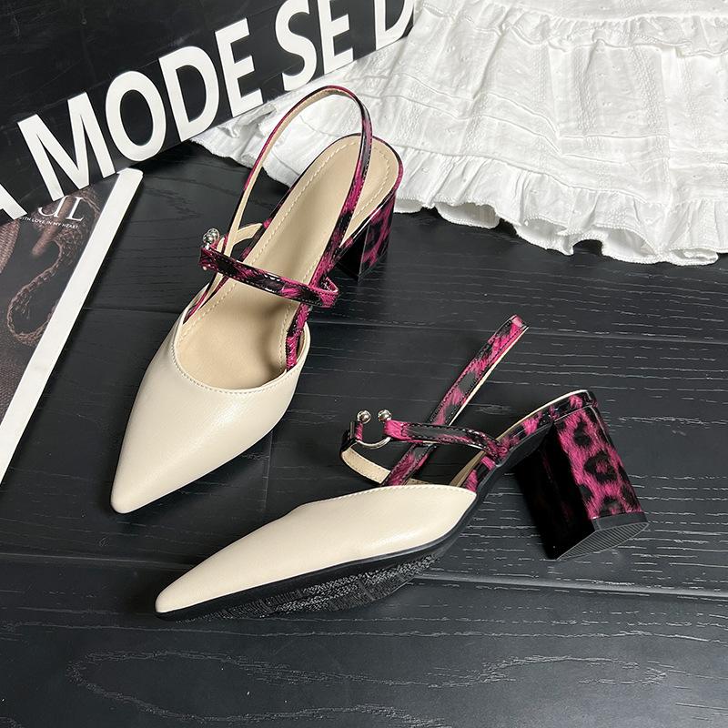 2026 Summer New Shoes for Women Pumps Elegant Chunky High Heels Pointed Toe Solid Ladies Shoes Female Sandals Zapatillas Mujer