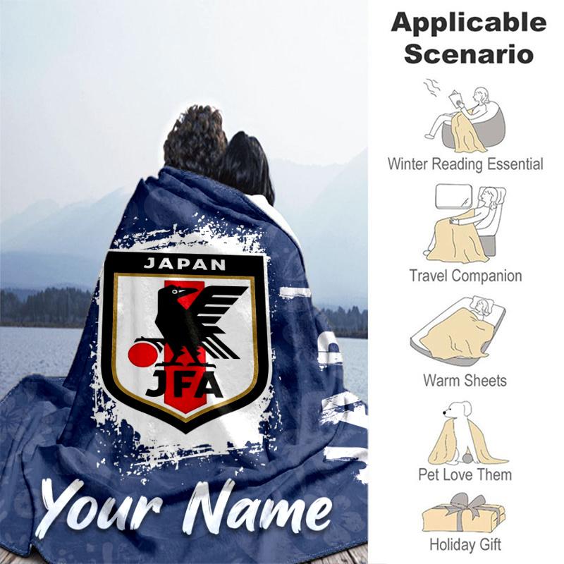 Custom Personalized Blanket Japan Football Association Soft Throw Blanket, Suitable for Family and Friends, Sofa Blanket,Home Decor Christmas gift