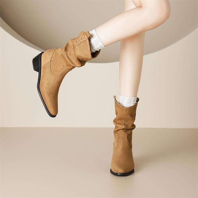 2026 Winter New Collection Autumn/Winter Style Fashionable and Sexy Western Cowboy Pile Short Boots for Women