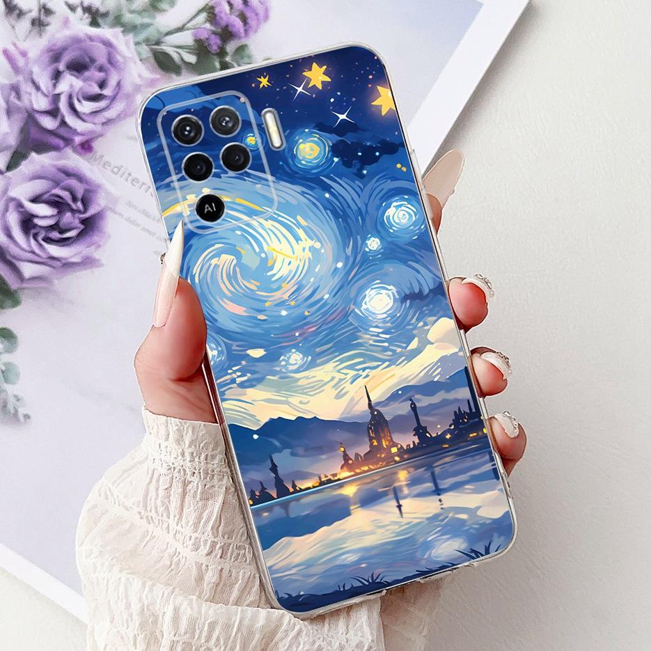 For Oppo Reno 5 Lite Case CPH2205 Fashion Painted Cover Soft Slim Phone Case For Oppo Reno5 Lite Reno 5F 5Z Reno5F Reno5Z Fundas