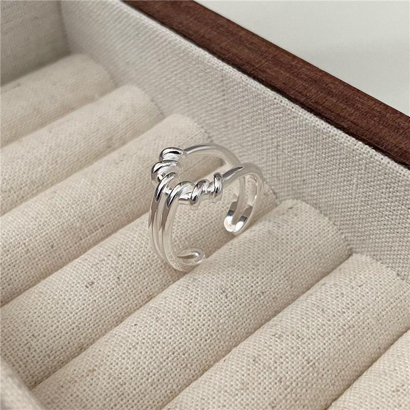 Korean Fashion S925 Sterling Silver Knotted Twist Ring - Simple INS Blogger Style