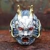 Retro Domineering Dragon Mens Rings Trendy Retro High-End Turquoise Southern Red Tourmaline Ring Adjustable Jewelry