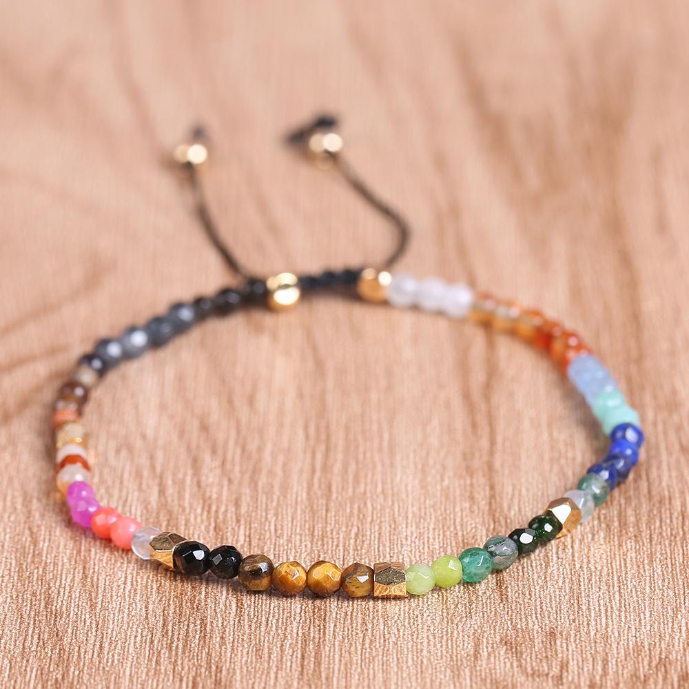 Natural Rough Stone Winding Crystal Beaded BraceletTransparent Handmade Healing Gemstone Jewelry for Men and Women золотой