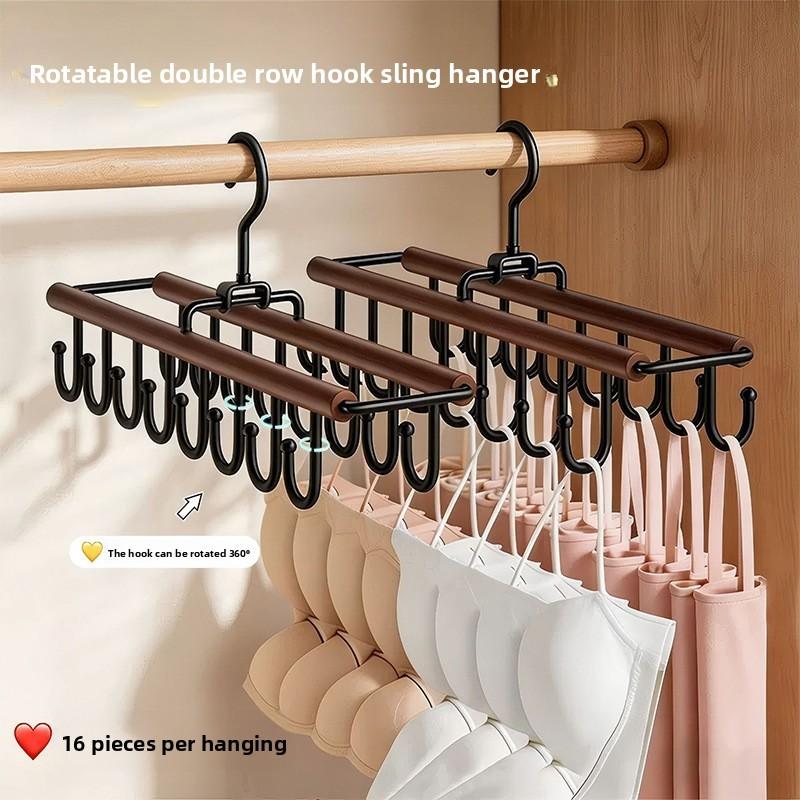 Modern Minimalist Iron Double Row Coat Hooks With Rotatable Design For Wardrobe Storage