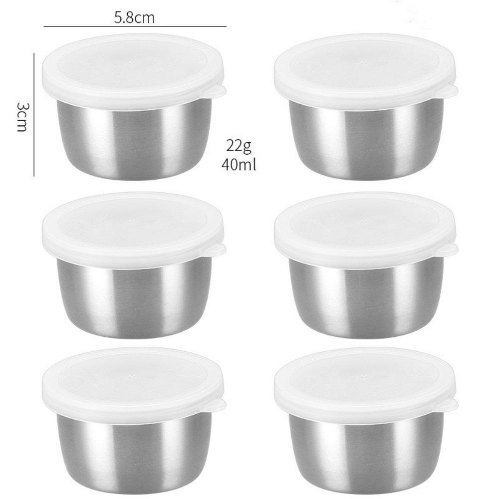 

6 шт. Маленька чашка для соусу з нержавіючої сталі 40 мл Чашки для занурювання салату Контейнер для соусу та приправ Кухня