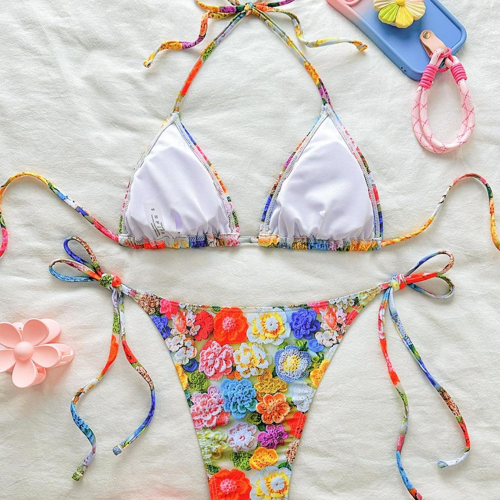 Women's Triangle Bikini: Printed, Pad-Enhanced, No Underwire